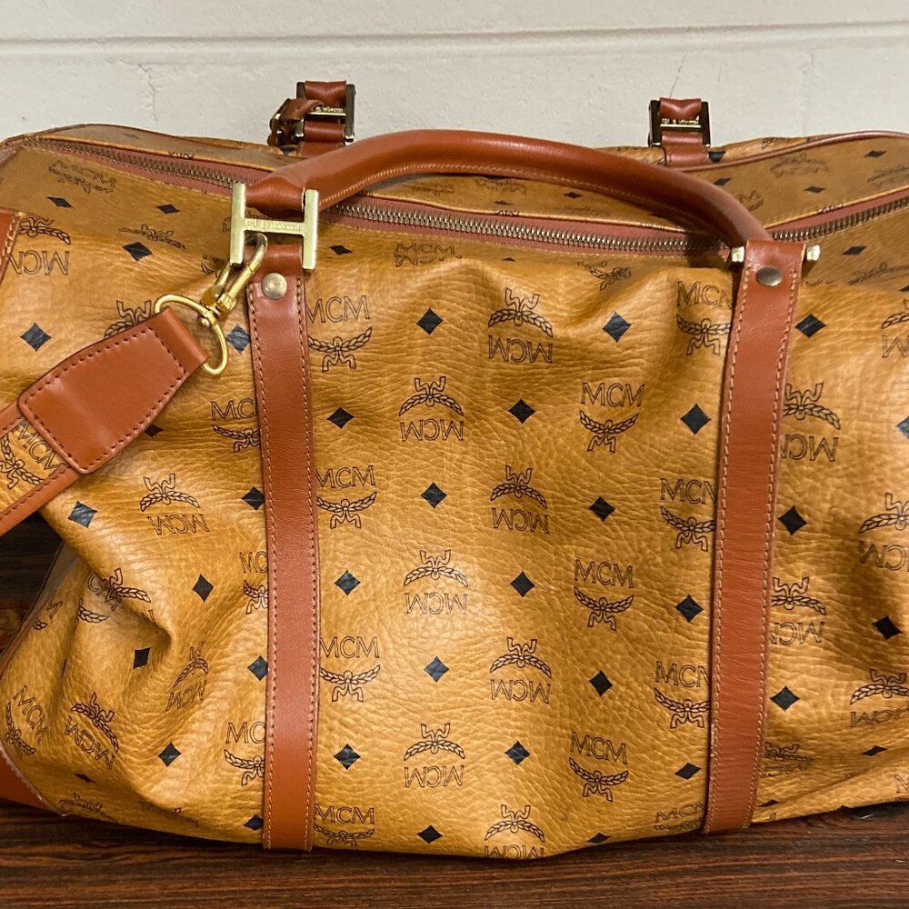 Authentic Mcm Monogram Leather Large Suitcase Tra… - image 5